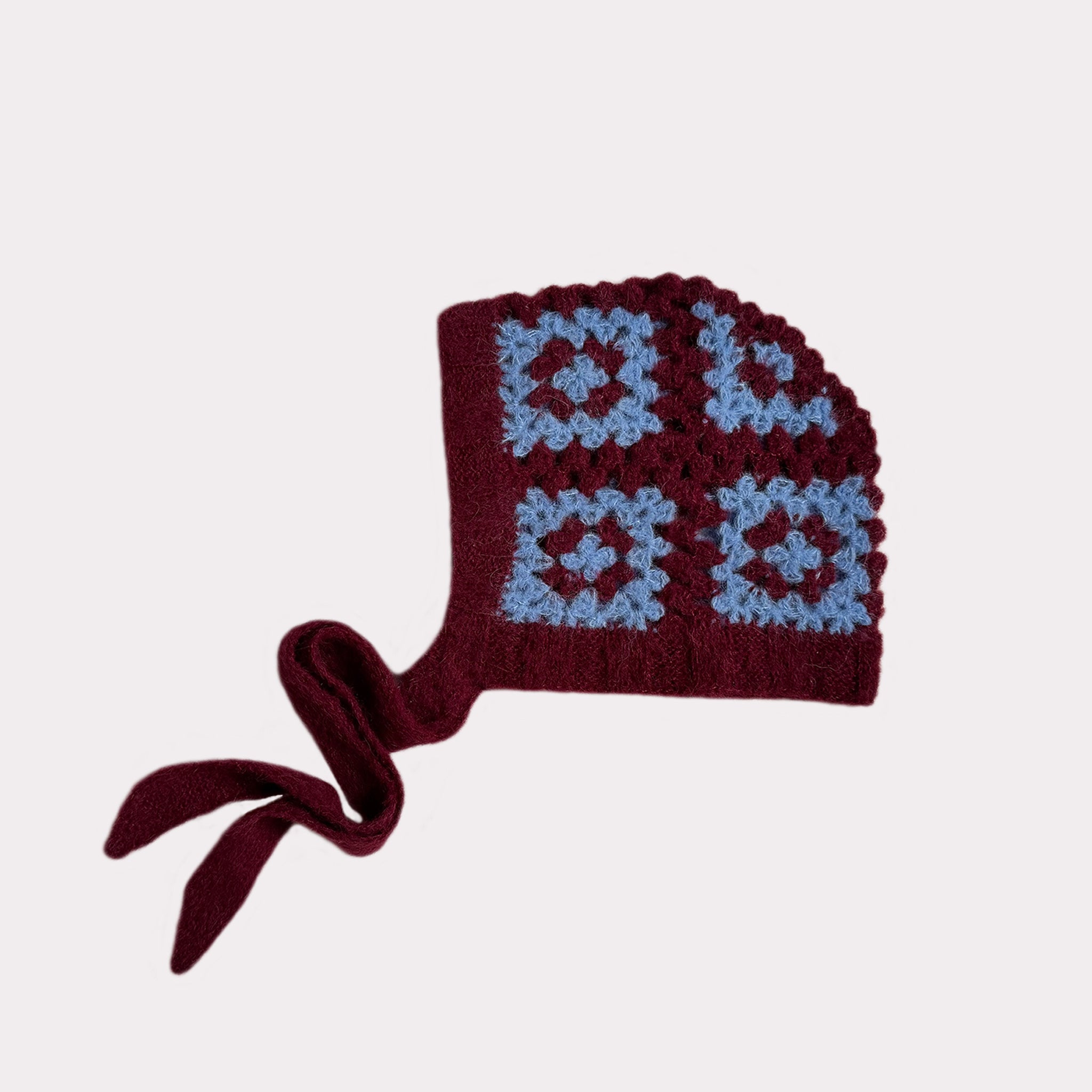 Bonnet Alpaka-Seide | Bordeaux & Hellblau