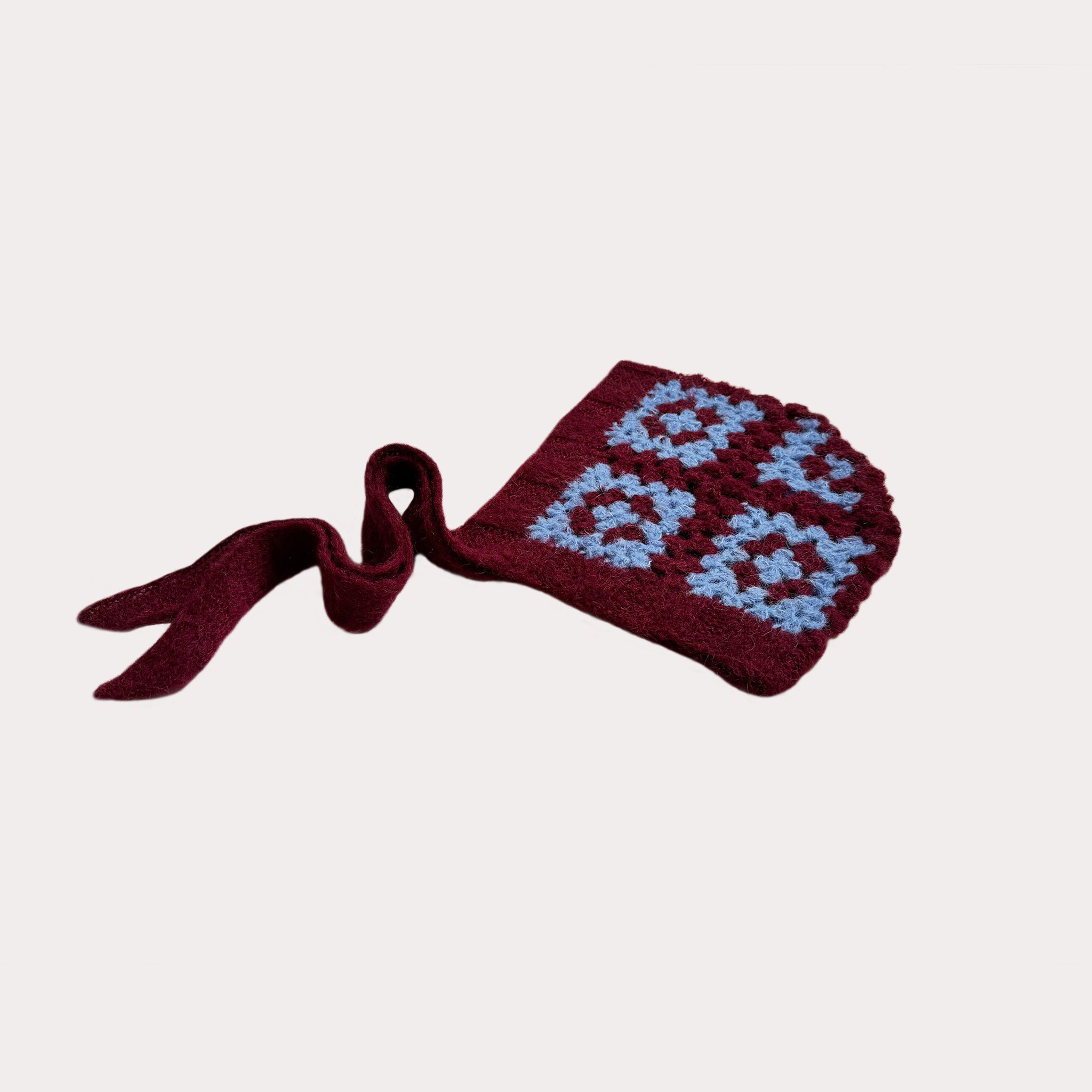 Bonnet Alpaka-Seide | Bordeaux & Hellblau