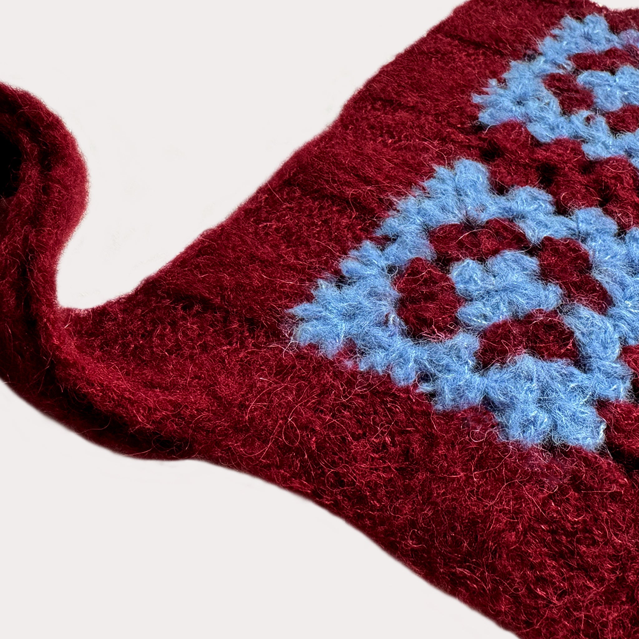 Bonnet Alpaka-Seide | Bordeaux & Hellblau