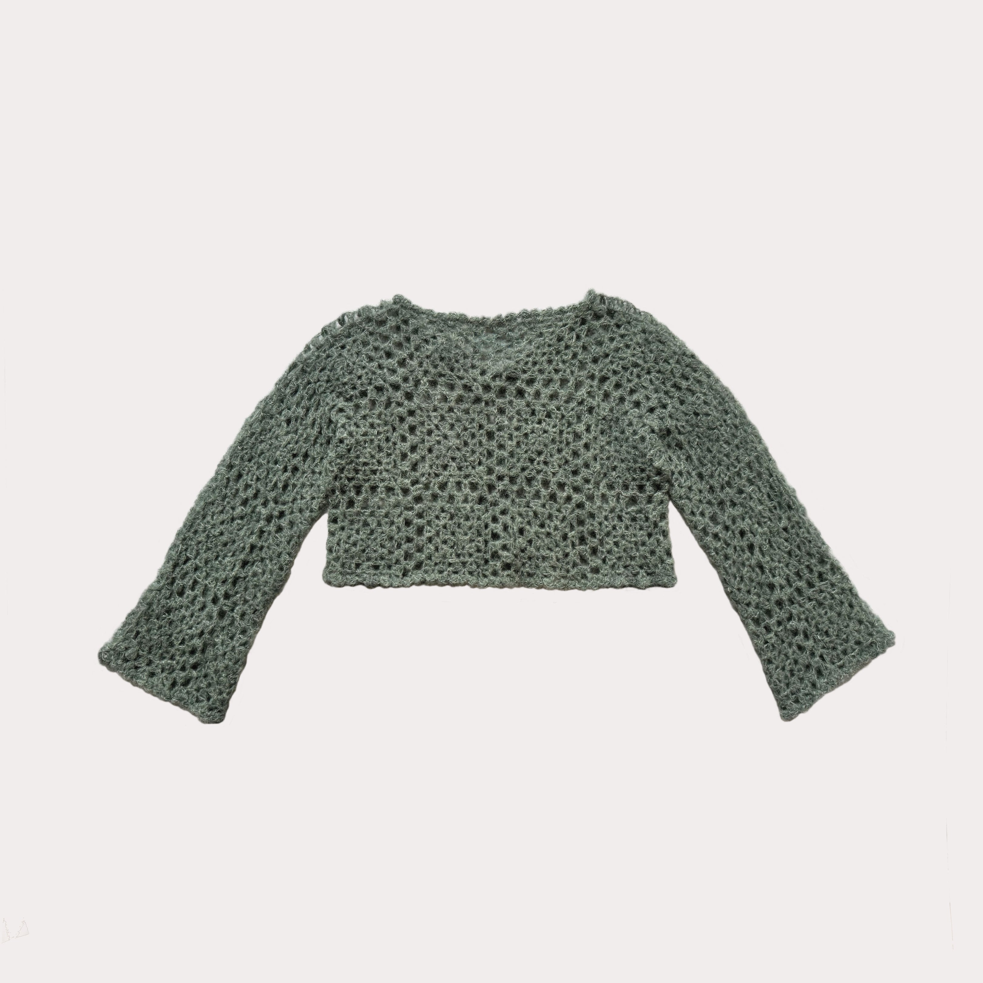 Maeve | Alpaka & Seide Cropped Cardigan Grün | Gr . S/M
