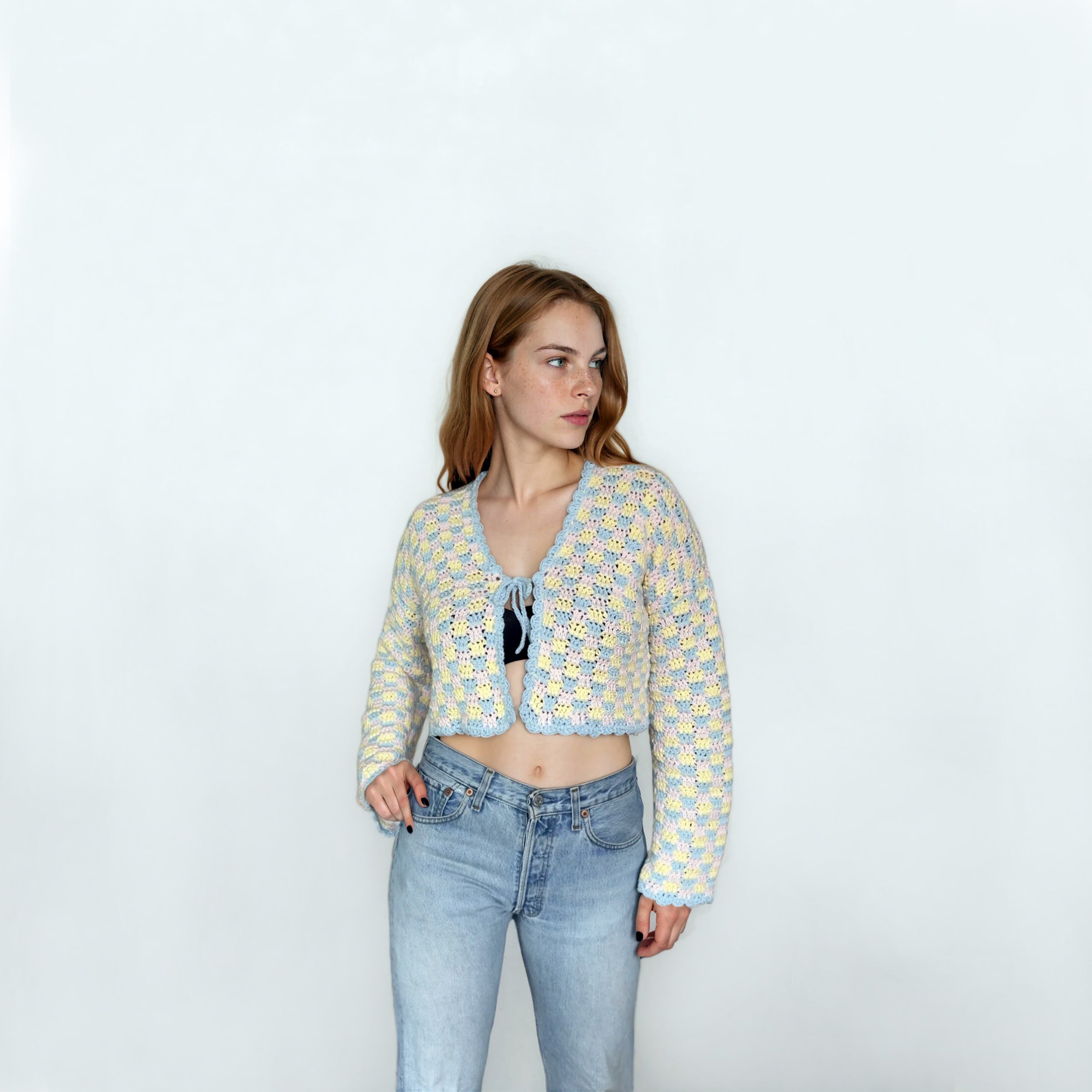 Juna | Tricolor Cardigan aus reiner Baumwolle| Gr. S/M