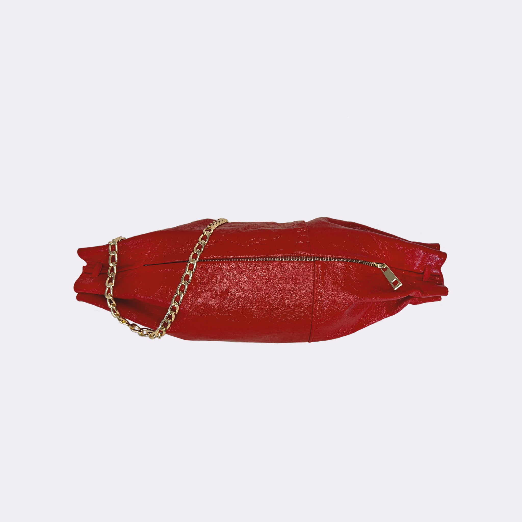 Raverbag Rot | Leder-Chain-Bag mit goldener Kette