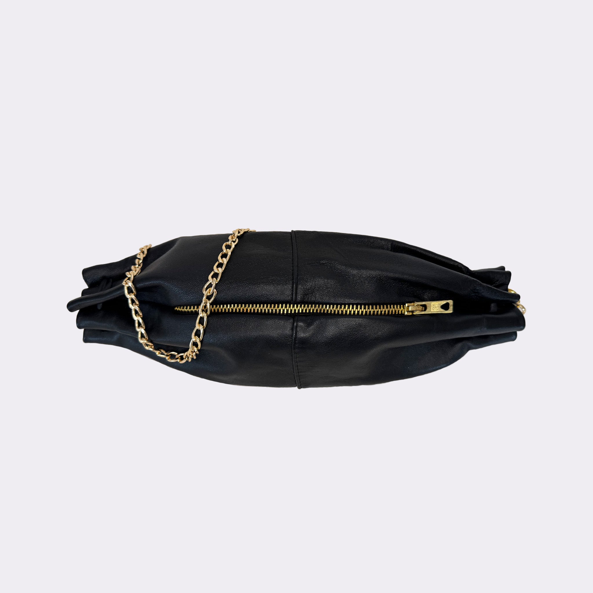 Raverbag Schwarz | Leder-Chain-Bag mit goldener Kette