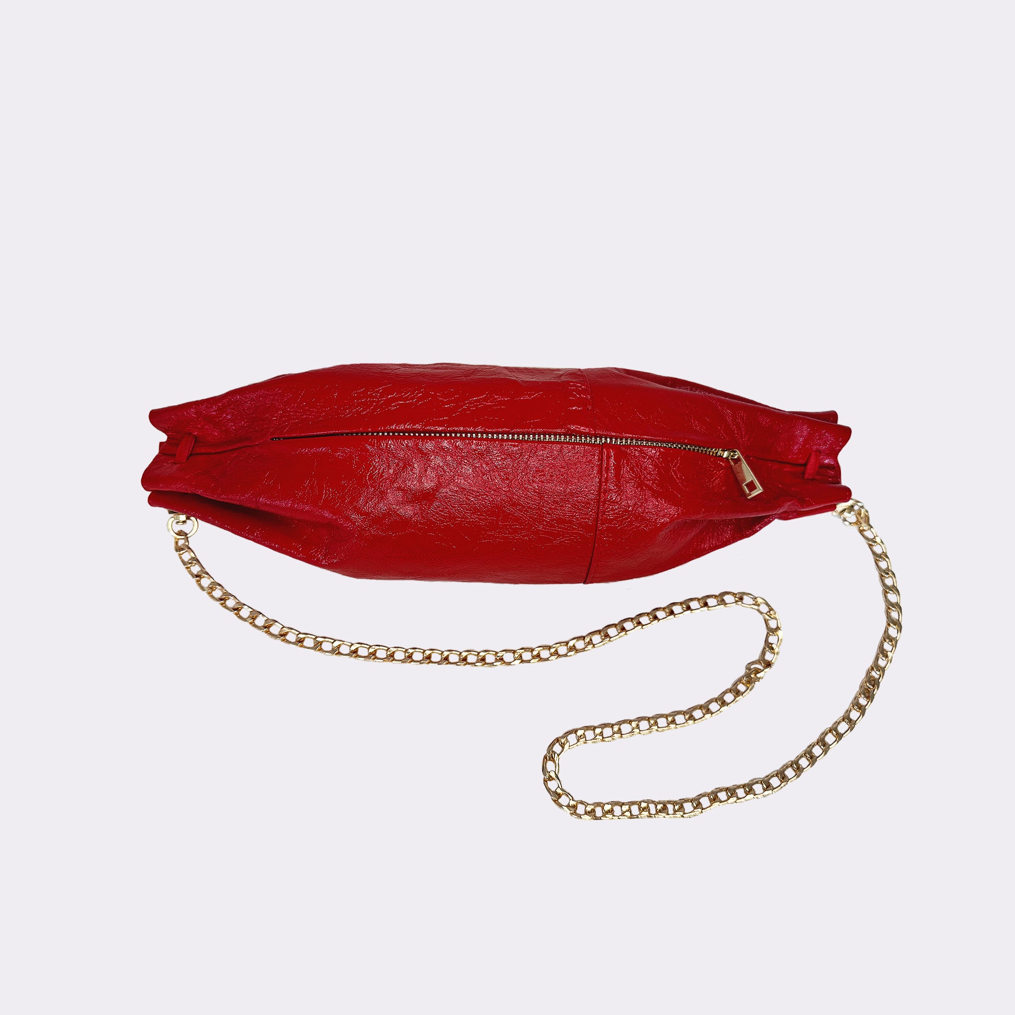 Raverbag Rot | Leder-Chain-Bag mit goldener Kette